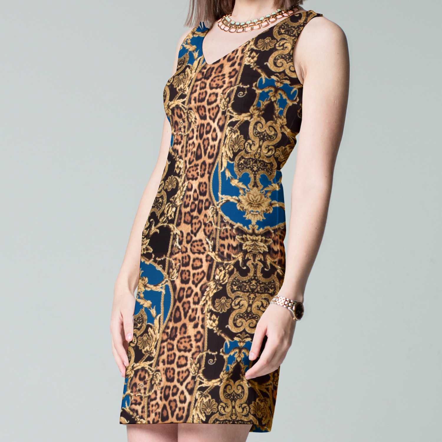 Ottomane Gestrickter Stoff Leopard Winter Winter Blau - Ribes y Casals