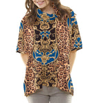 Ottomane Gestrickter Stoff Leopard Winter Winter Blau - Ribes y Casals