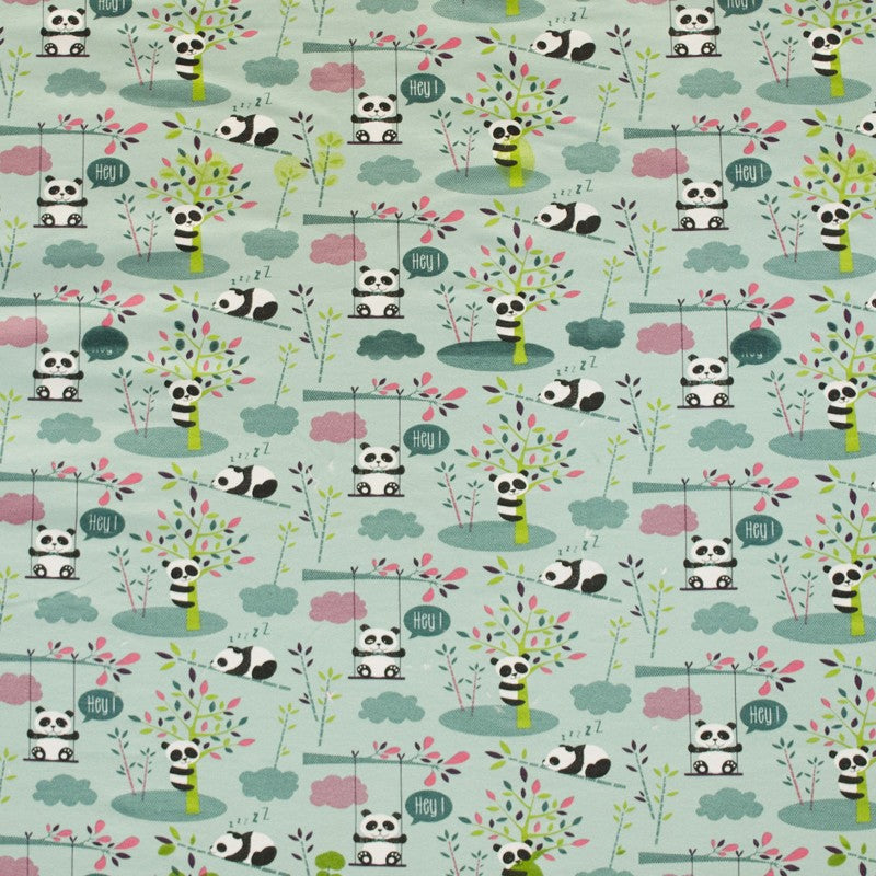 Gestrickter Stoff Panda Grünes Wasser - Ribes y Casals
