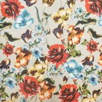 Satin Mikado Blume Aquarell Satin Stoff Grau - Ribes y Casals