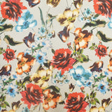 Satin Mikado Blume Aquarell Satin Stoff Grau - Ribes y Casals