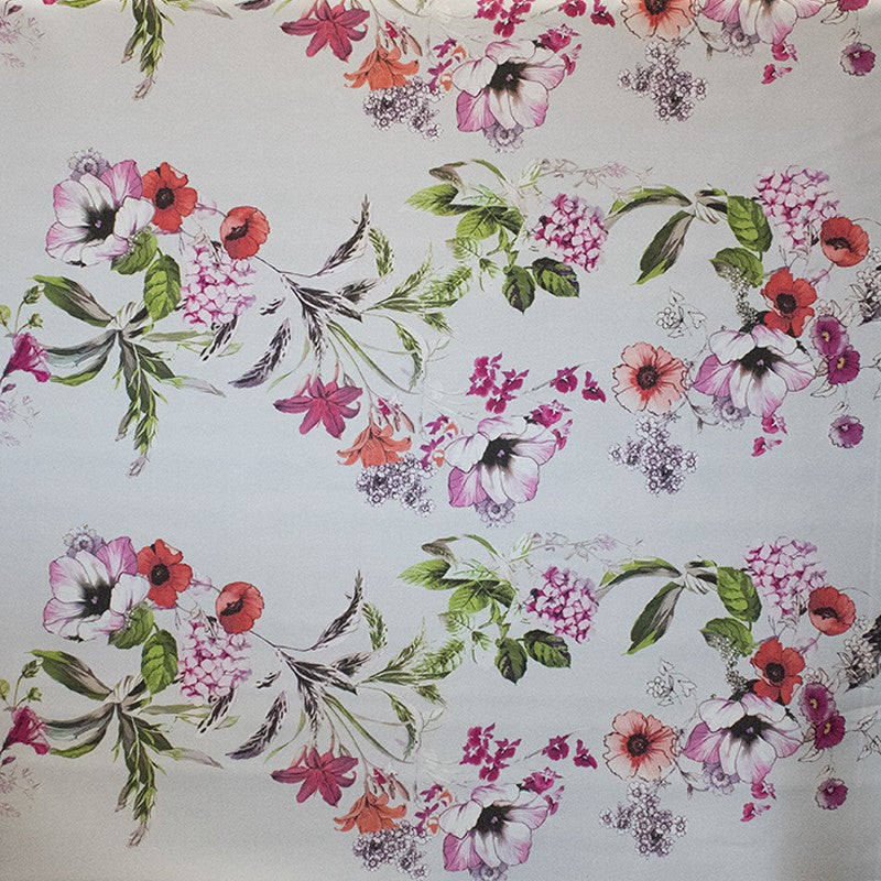 Satin Mikado Floral Rot Stoff - Ribes y Casals