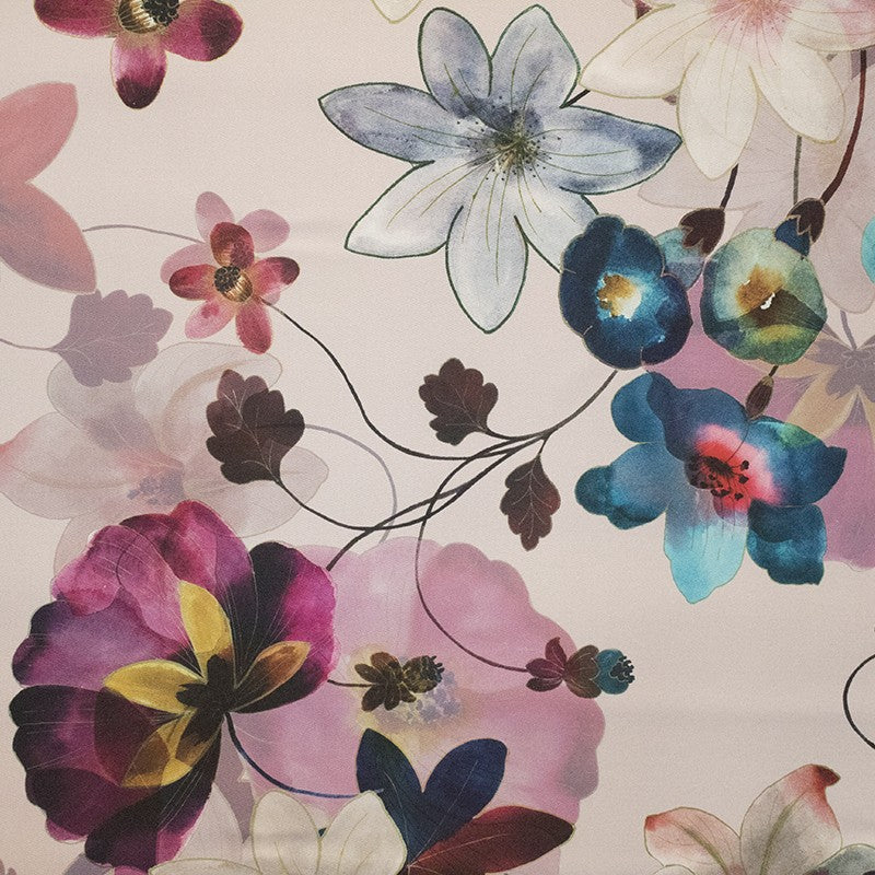 Satin-Stoff Mikado Floral Schattierungen Lila - Ribes y Casals