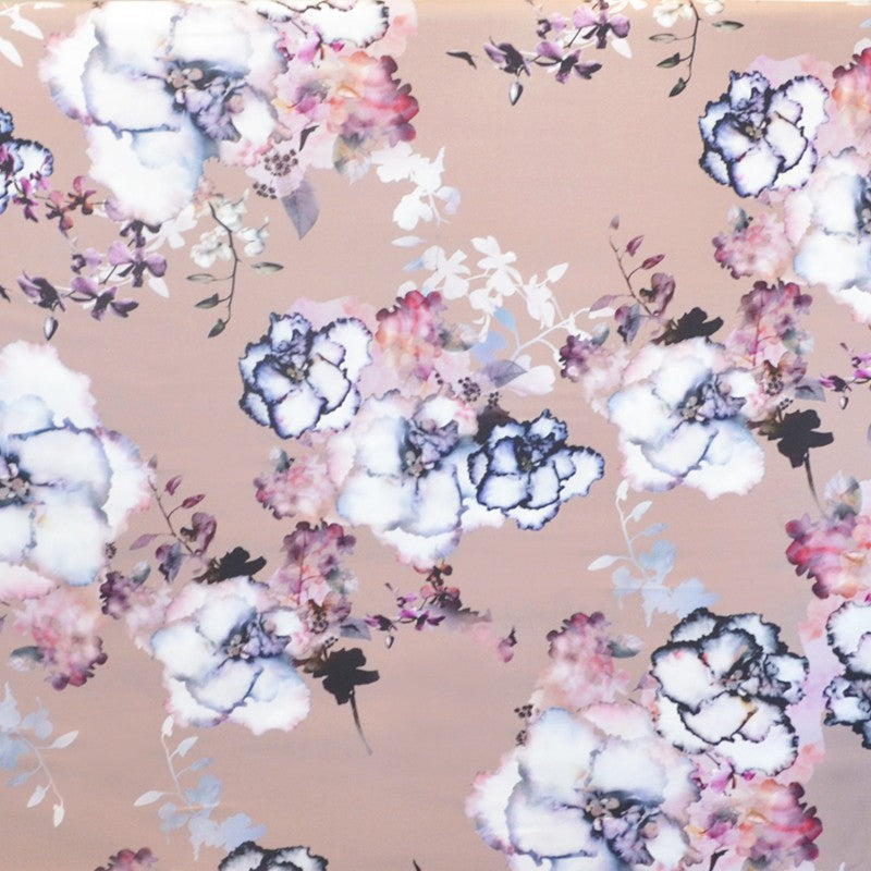 Satin Mikado-Stoff Nude Floral Flecken - Ribes y Casals