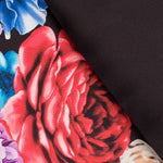 Satin-Stoff Mikado Bouquet Schwarz - Ribes y Casals