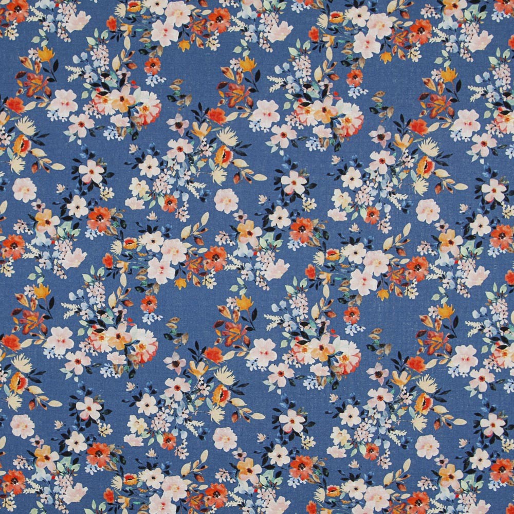 Rustikaler Stoff mit blauen Blumen - Ribes y Casals
