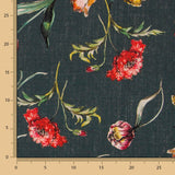 Rustikaler Stoff Dunkelgrün Blumen - Ribes y Casals