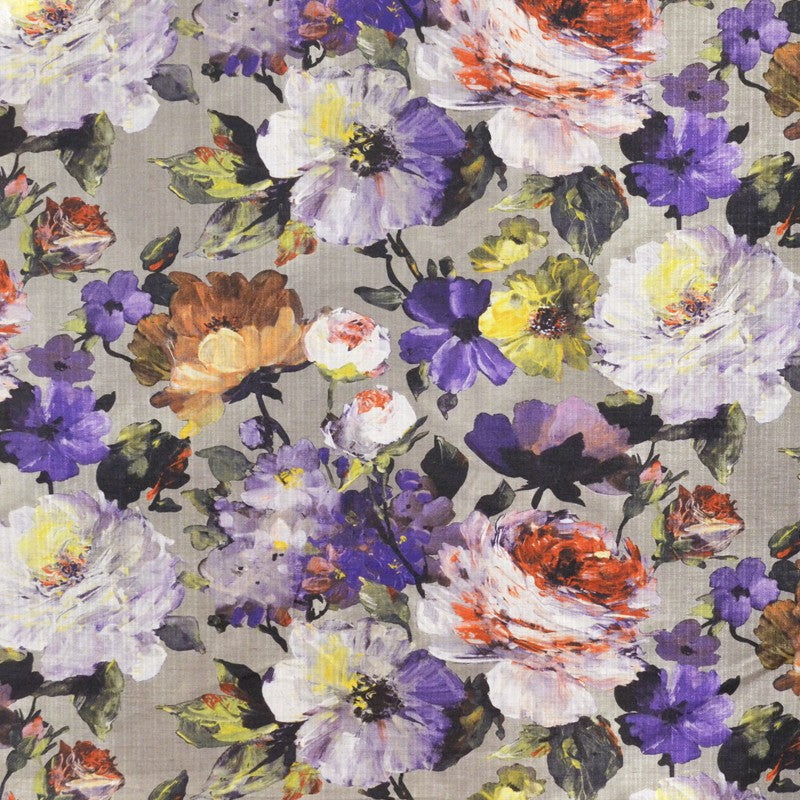 Rustikaler Floral-Satin-Stoff mit Stein-Hintergrund - Ribes y Casals