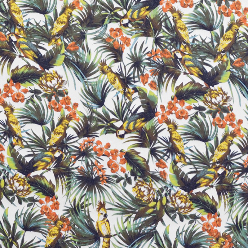 Twill Twill Papageien Gebrochenes Weiß - Ribes y Casals