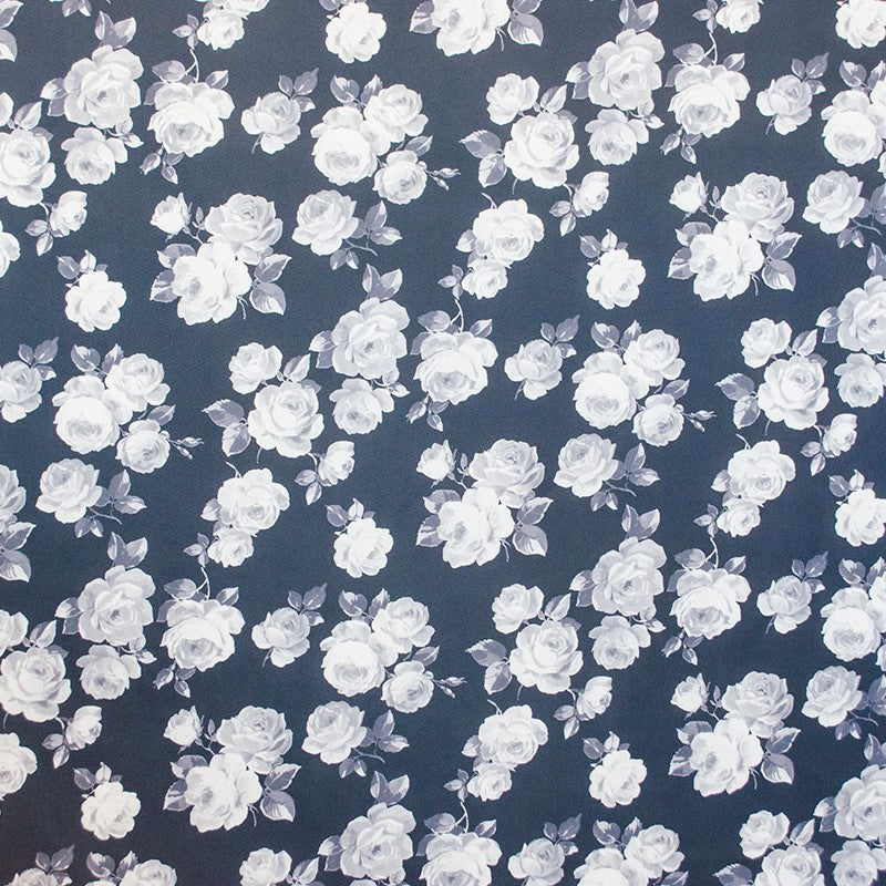 Twill Polyester Blumen Grau - Ribes y Casals