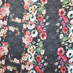 Schwarzer Barockblumen-Satin-Stoff Schwarz - Ribes y Casals