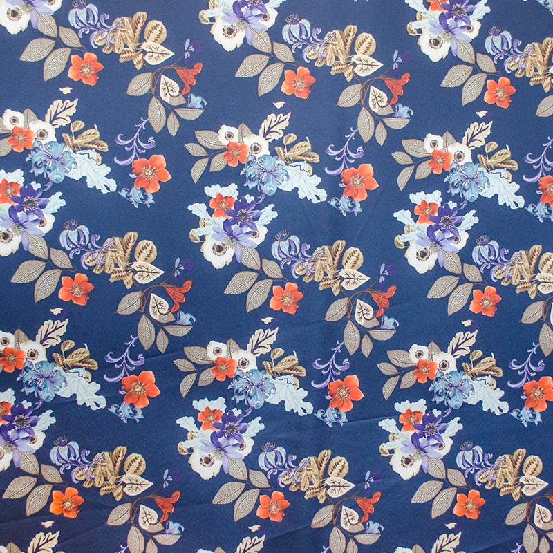 Stoff Satin Blume Marineblau Hintergrund - Ribes y Casals