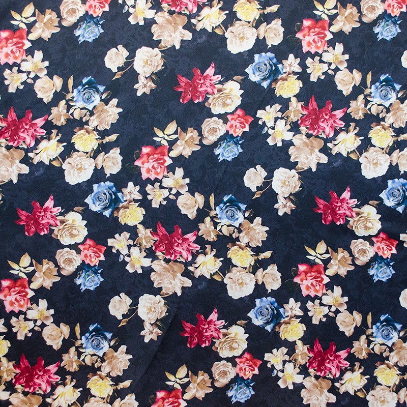 Stoff Satin Blume Schwarzer Hintergrund - Ribes y Casals