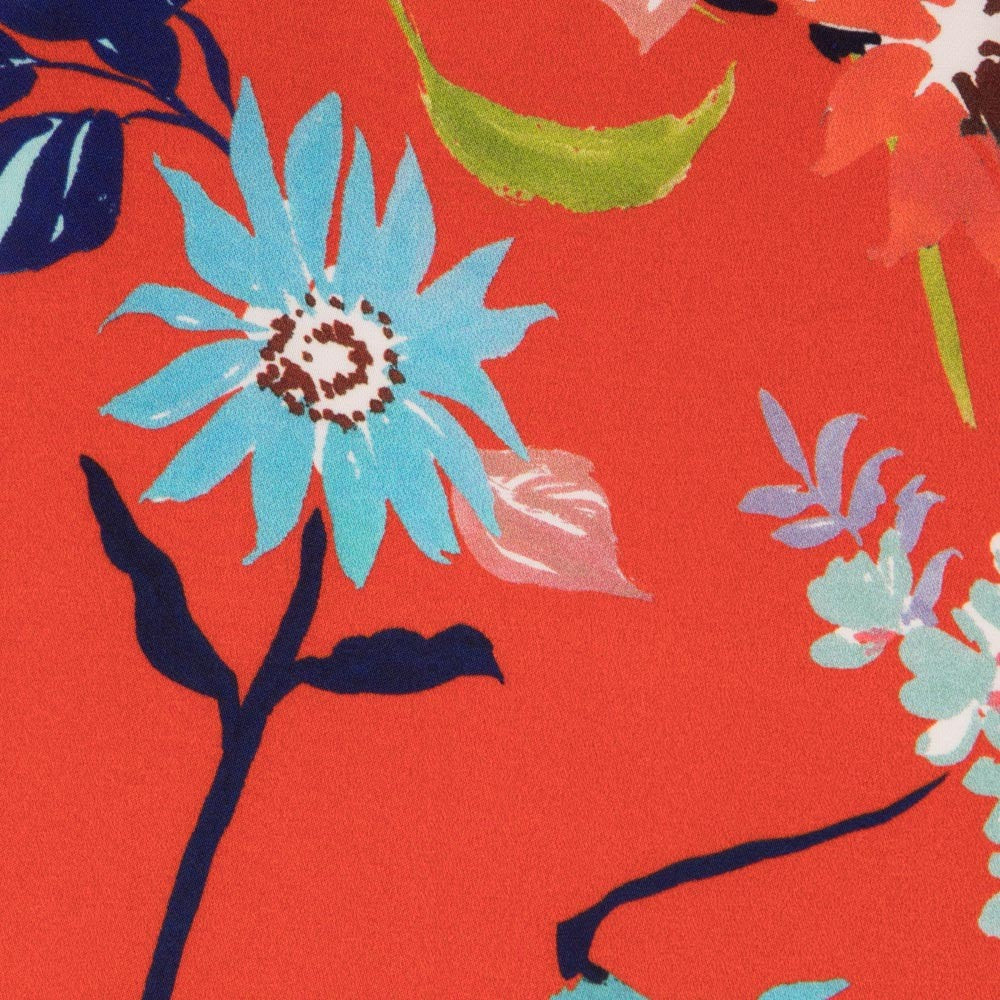 Roter floraler Satin-Stoff - Ribes y Casals