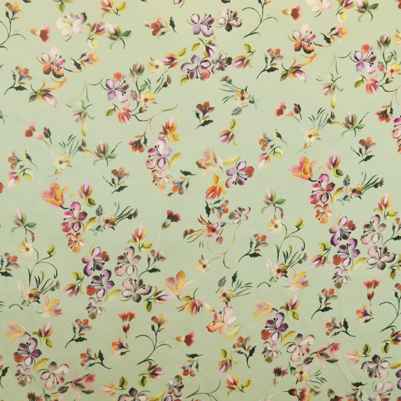 Kimono-Satinstoff Grünlicher Hintergrund - Ribes y Casals
