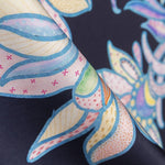 Satin Matte Floral Navy Stoff - Ribes y Casals