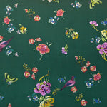 Satinstoff Dunkelgrün Blumen - Ribes y Casals