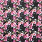 Shantung Floral Stoff Schwarzer Hintergrund - Ribes y Casals