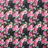 Shantung Floral Stoff Schwarzer Hintergrund - Ribes y Casals