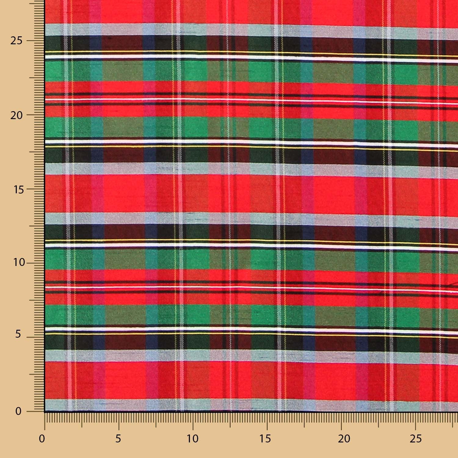 Shantung Polyester Rot Quadratisch Blau - Ribes y Casals
