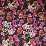 Stretch-Stoff Mohnblume Mohnblume Schwarzer Hintergrund - Ribes y Casals