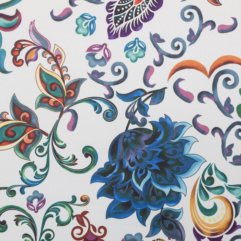 Stretch-Stoff Orientalische Blume Blau - Ribes y Casals