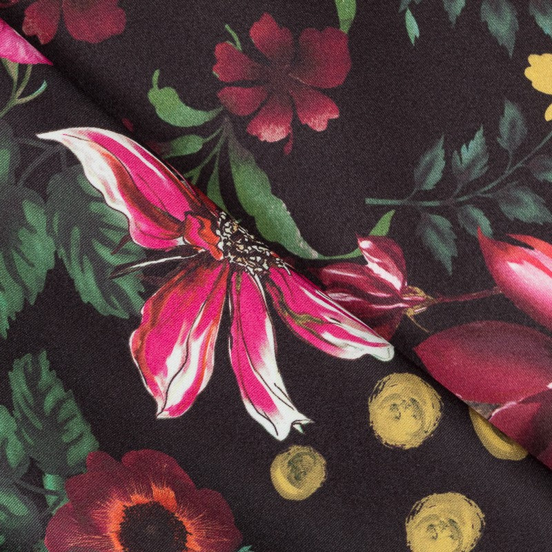 Stretchstoff Wild Flowers Schwarz - Ribes y Casals