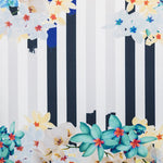 Stretch-Stoff Floral Blau gestreift - Ribes y Casals