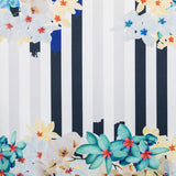Stretch-Stoff Floral Blau gestreift - Ribes y Casals