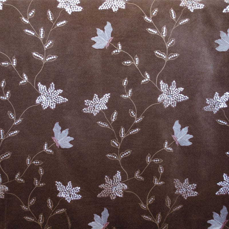 Stoff Samt Blume Braun - Ribes y Casals