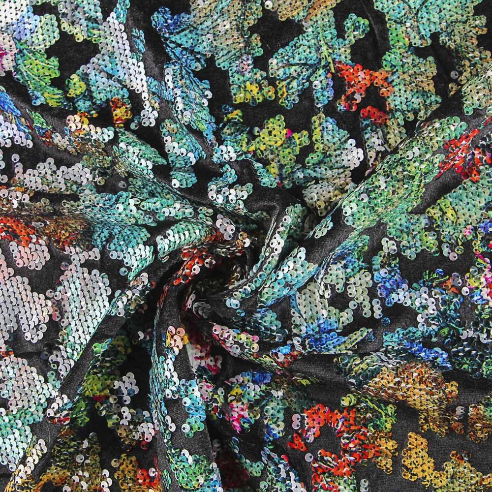 Fantasy Velvet Pailletten-Samt-Stoff - Ribes y Casals