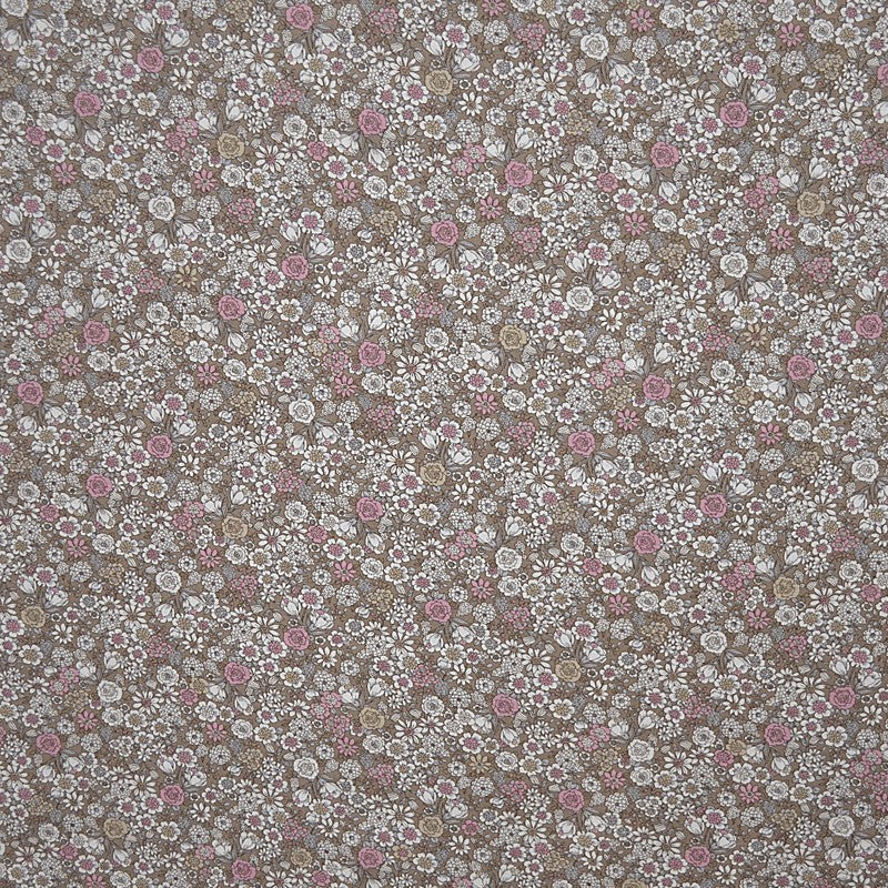 Bedruckter Villela-Stoff Blumen Beige - Ribes y Casals