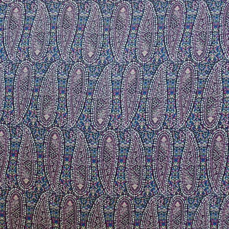 Viskose Mosaik Floral Mosaik Stoff Navy - Ribes y Casals