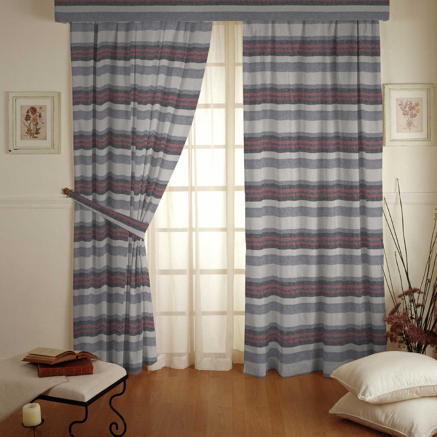 Rustikaler schierer Vorhangstoff Multicolor Streifen - Ribes y Casals