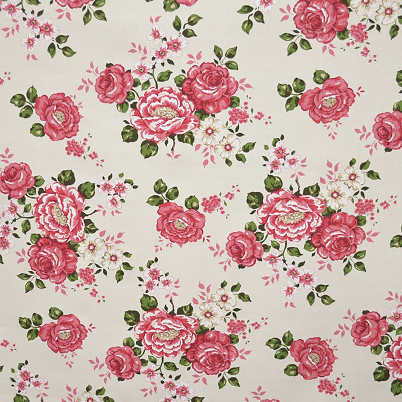 Floral bedruckter Villela-Stoff Ecru Hintergrund - Ribes y Casals