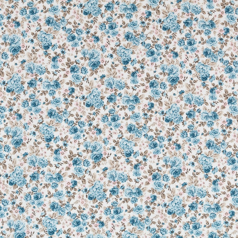 Stoff Viyela Blumen Cretona Blau - Ribes y Casals