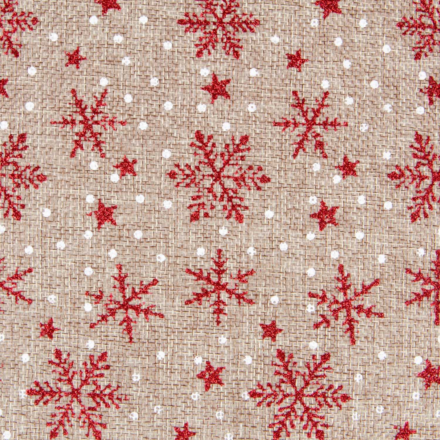 Jutetuch Dekoration Rot Schneesterne Rot - Ribes y Casals