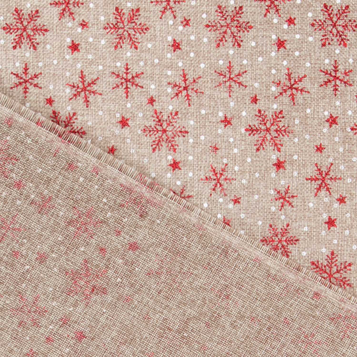 Jutetuch Dekoration Rot Schneesterne Rot - Ribes y Casals