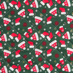Weihnachten Gesteppter Stoff Grün Weihnachtsmützen Rot - Ribes y Casals