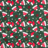 Weihnachten Gesteppter Stoff Grün Weihnachtsmützen Rot - Ribes y Casals