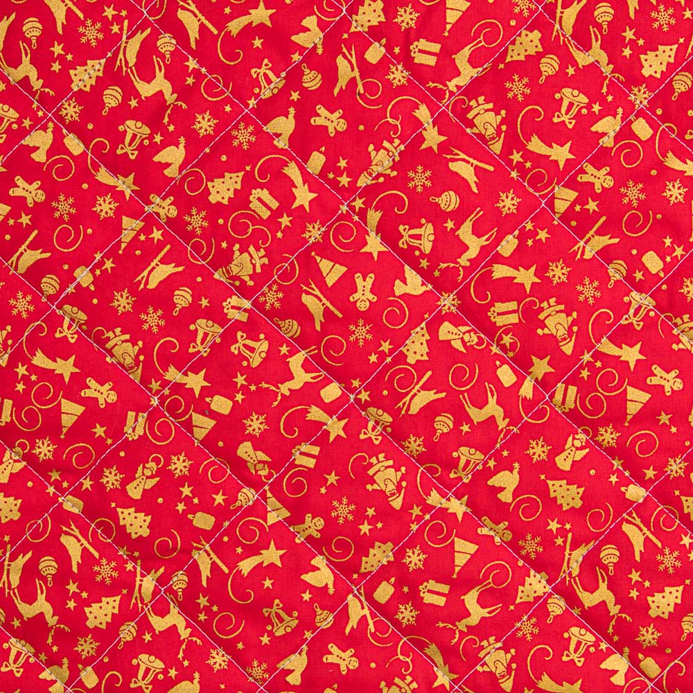 Weihnachten Gesteppter Stoff Rot Weihnachtsornamente Gold - Ribes y Casals