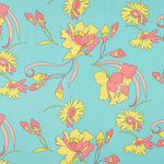 Polyester Gaze Türkis Blume - Ribes y Casals