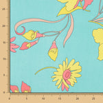 Polyester Gaze Türkis Blume - Ribes y Casals
