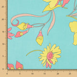 Polyester Gaze Türkis Blume - Ribes y Casals