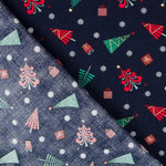 Cotton Christmas Multi Trees Blau - Ribes y Casals