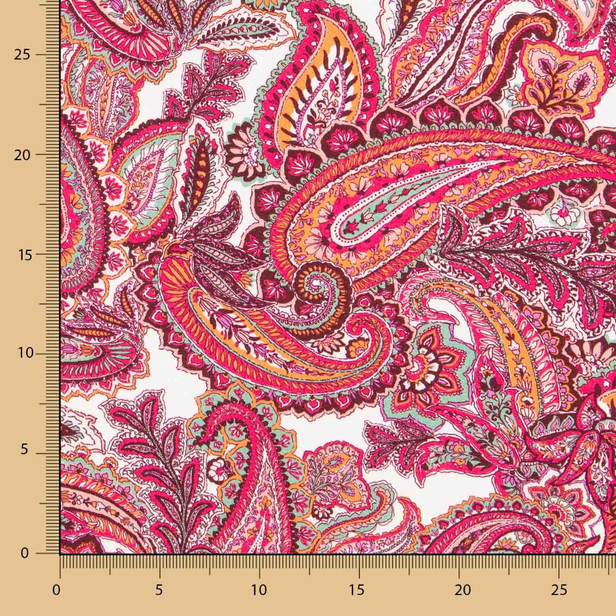 Fuchsia Paisley Kreppstich - Ribes y Casals