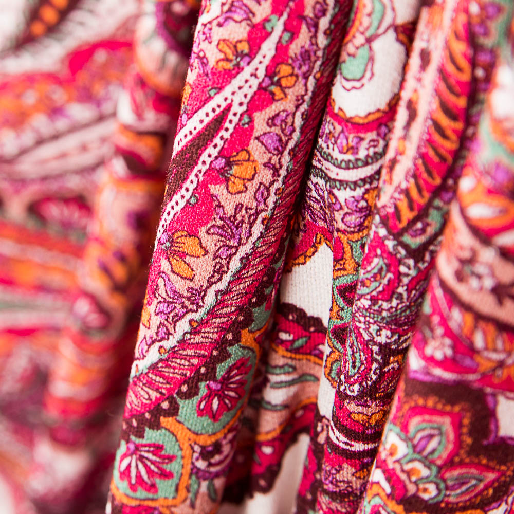 Fuchsia Paisley Kreppstich - Ribes y Casals