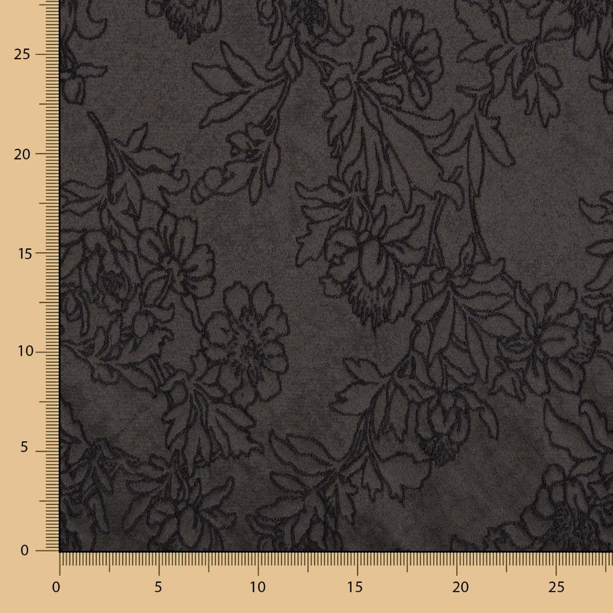 Brokat-Blumen-Stoff Schwarz - Ribes y Casals