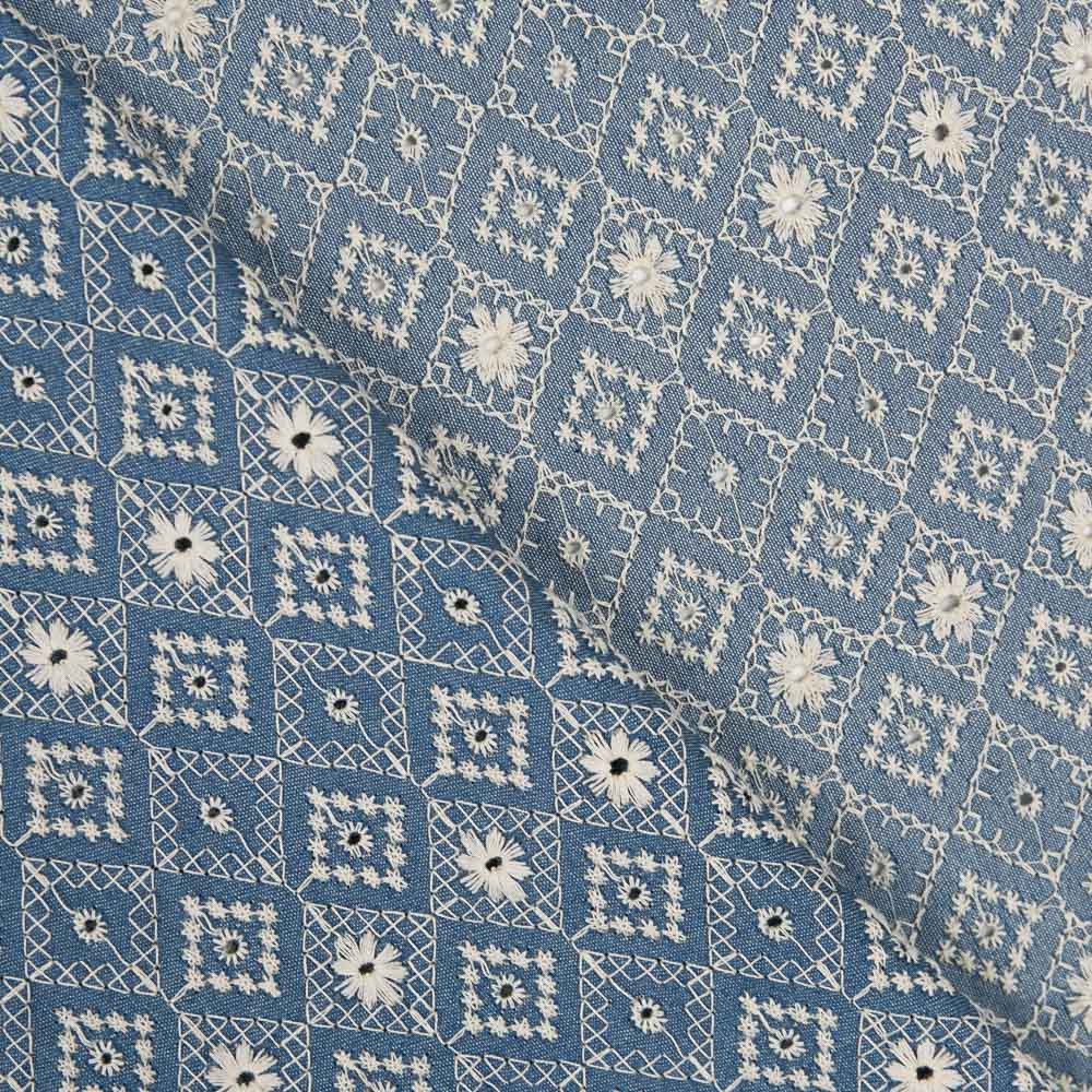 Cotton Denim Mosaik-Stickerei - Ribes y Casals