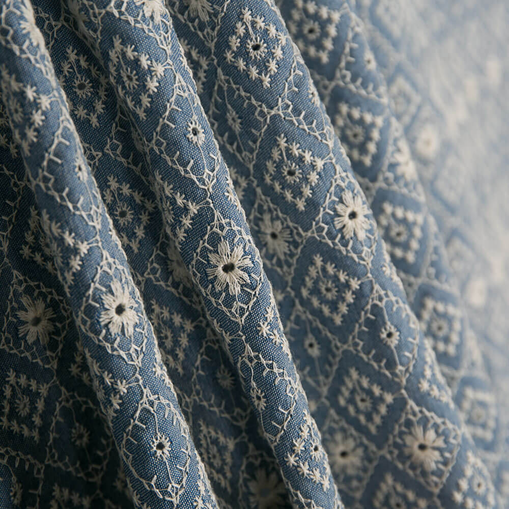 Cotton Denim Mosaik-Stickerei - Ribes y Casals
